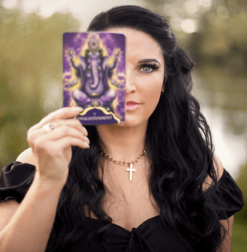 kathryn with tarot card